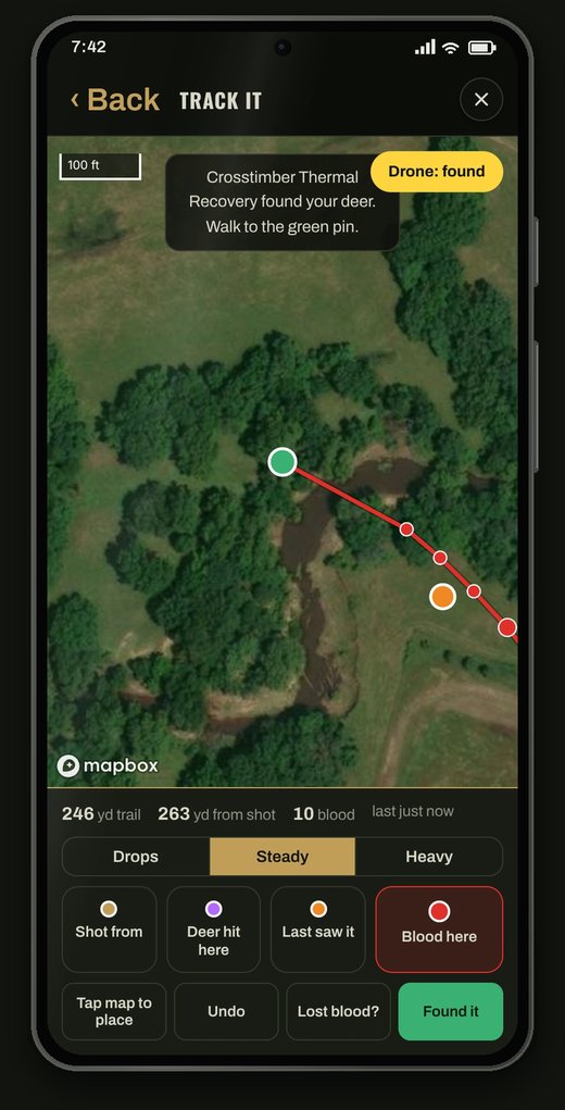 Drone pin landing on the hunter's map